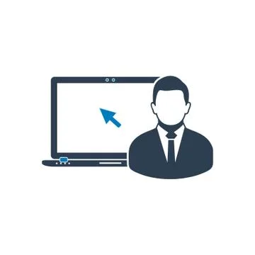 Computer User Icon. Flat style vector EPS. Illustrazione stock