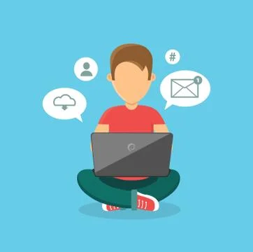 Computer User Man Isolated Icon Stock Illustration