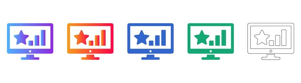Computer User Rating and Performance Icon Set Stock Illustration