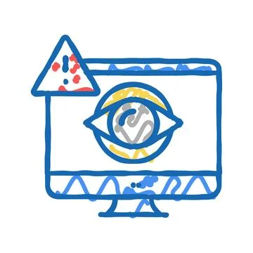 Computer user spy icon doodle illustration Stock Illustration