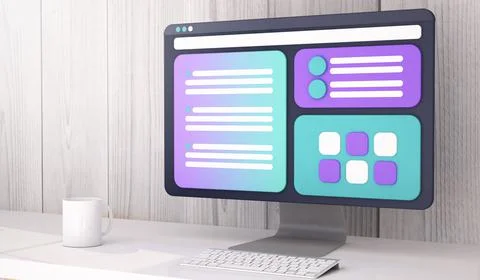 Computer ux design 3d rendering Ilustração Stock