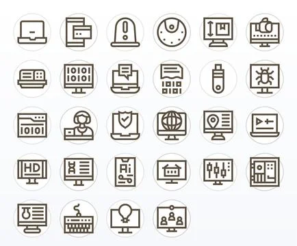 Computer Vector Icon Toolkit featuring 28 PIXEL Perfect Retina Ready Bold L.. イラスト素材