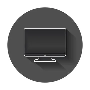 Computer vector illustration in line style. Monitor flat icon. Tv symbol with Stock Illustration