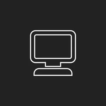 Computer vector illustration in line style. Monitor flat icon. Stock Illustration