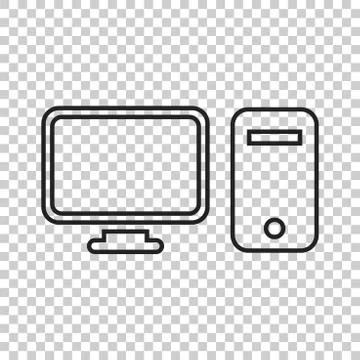 Computer vector illustration in line style. Monitor flat icon. Illustrazione stock