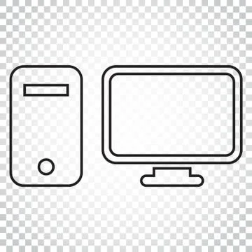 Computer vector illustration in line style. Monitor flat icon. Simple busines 스톡 일러스트