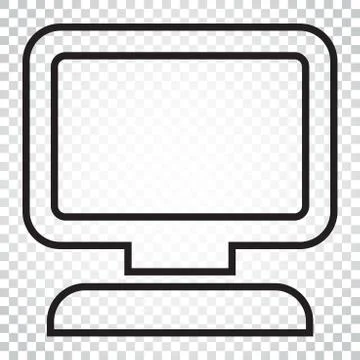 Computer vector illustration in line style. Monitor flat icon. Simple busines Illustrazione stock