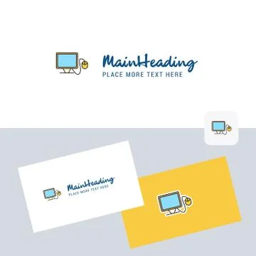 Computer  vector logotype with business card template. Elegant corporate iden Stock Illustration