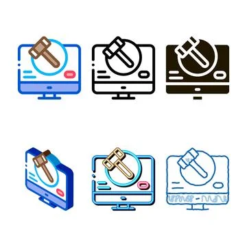 Computer version of edition auction icon vector outline Stock-Illustration