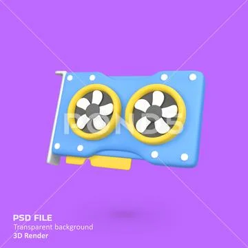 Computer VGA graphics card isolated 3d render icon illustration PSD Template