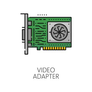 Computer video adapter software color line icon Illustrazione stock