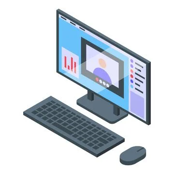 Computer video call icon isometric vector. Video call interface Stock Illustration