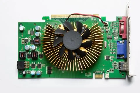 Computer video card close up on white background Stock Photos