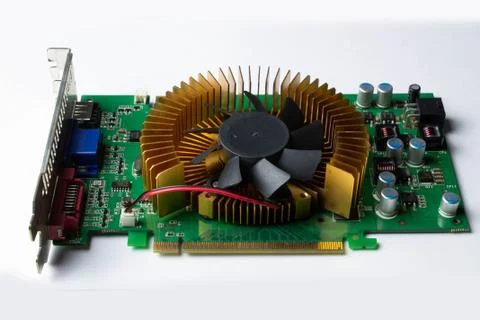 Computer video card close up on white background Stock Photos