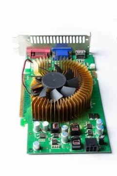 Computer video card close up on white background Stock Photos
