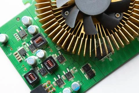 Computer video card close up on white background Stock Photos