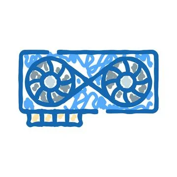 Computer video card component drawing for digital device Stockillustratie
