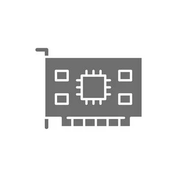 Computer video card grey icon. Isolated on white background Stock Illustration