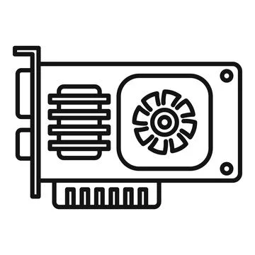 Computer video card icon outline vector. Gpu fan Illustrazione stock