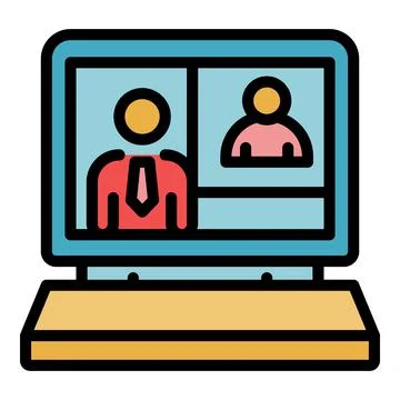 Computer video chat icon color outline vector Illustrazione stock
