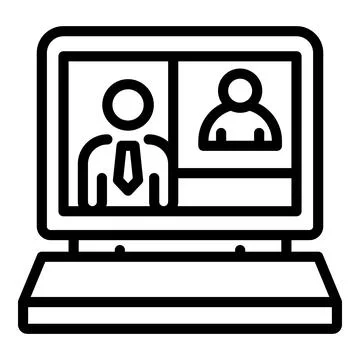 Computer video chat icon, outline style Stock Illustration