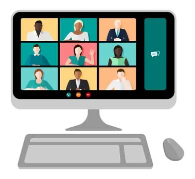 Computer Video Conference Vector Stock Illustration