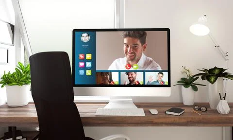 Computer video conference window Illustrazione stock