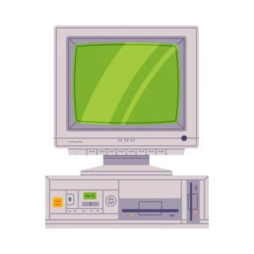 Computer with Video Disc Reader as Retro Technique and Old Vintage Gadget Vector Stock Illustration