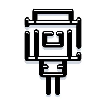 Computer video display connector minimalist line art icon Stock Illustration