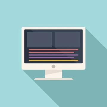 Computer video edit icon flat vector. Design production Stock Illustration