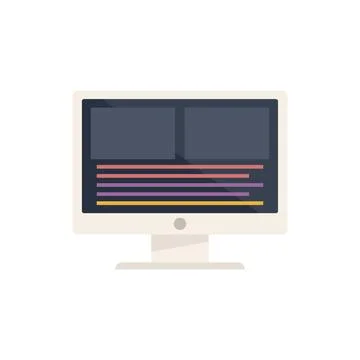 Computer video edit icon flat vector. Design production 스톡 일러스트