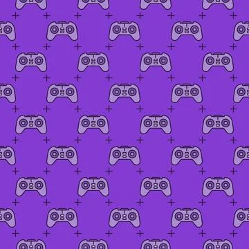 Computer Video Game Controller vector Game Pad purple modern seamless pattern Illustrazione stock