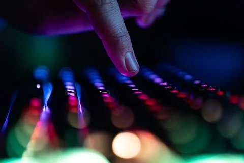 Computer video games, hacking, technology, internet concept. Selected focus.  Stock Photos