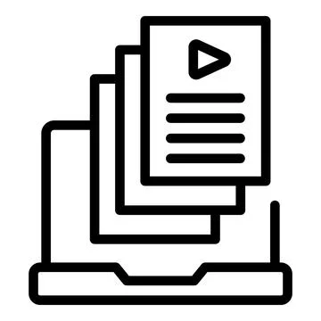 Computer video icon outline vector. Training screen Stock Illustration