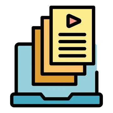 Computer video icon vector flat Illustrazione stock