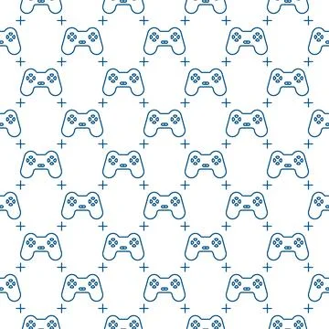 Computer Videogame Controller vector Gamepad minimal linear seamless pattern Stock Illustration
