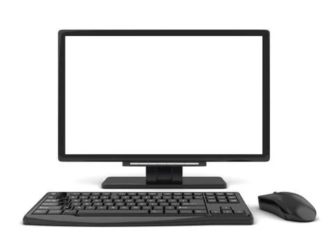 Computer view front, empty screen (done in 3d) Stock Illustration