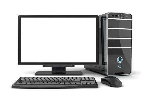 Computer view front, empty screen (done in 3d) Stock Illustration