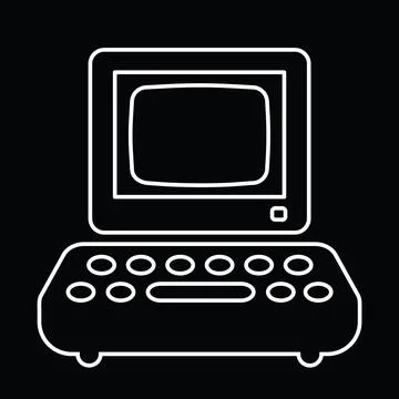 Computer vintage, linear イラスト素材