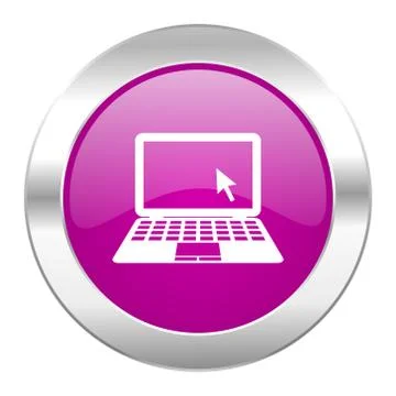 Computer violet circle chrome web icon isolated. Stock Illustration