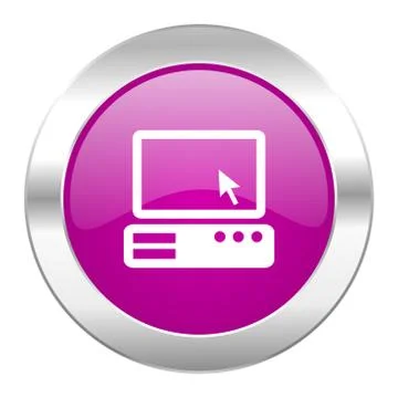 Computer violet circle chrome web icon isolated. Stock Illustration
