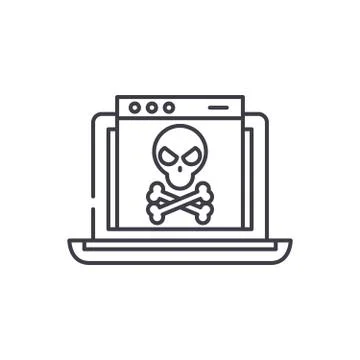 Computer virus and bugs line icon concept. Computer virus and bugs vector linear イラスト素材