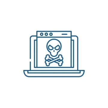 Computer virus and bugs line icon concept. Computer virus and bugs flat vector Stock Illustration