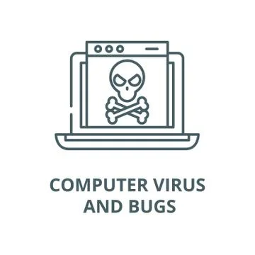 Computer virus and bugs vector line icon, linear concept, outline sign, symbol Stock Illustration