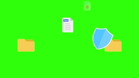 Computer virus animated bug file transferring with security shield protecti.. Stock Footage 346960379
