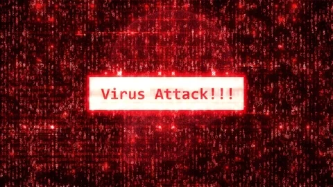 Computer Virus Attack Alert on Red Hacking Background Stock Footage 303329399