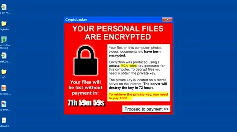 Computer Virus Attack - File encryption / Ransomware. Video stock 44019605