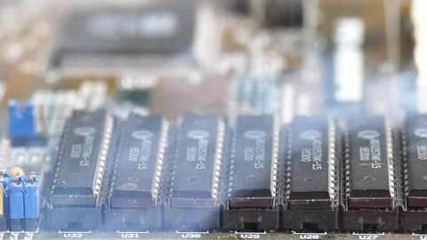 Computer virus attack. Fire and smoke on the motherboard. Stock Footage 275823945