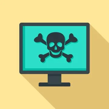 Computer virus attack icon, flat style 스톡 일러스트