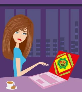 Computer virus attacking laptop Stock Illustration